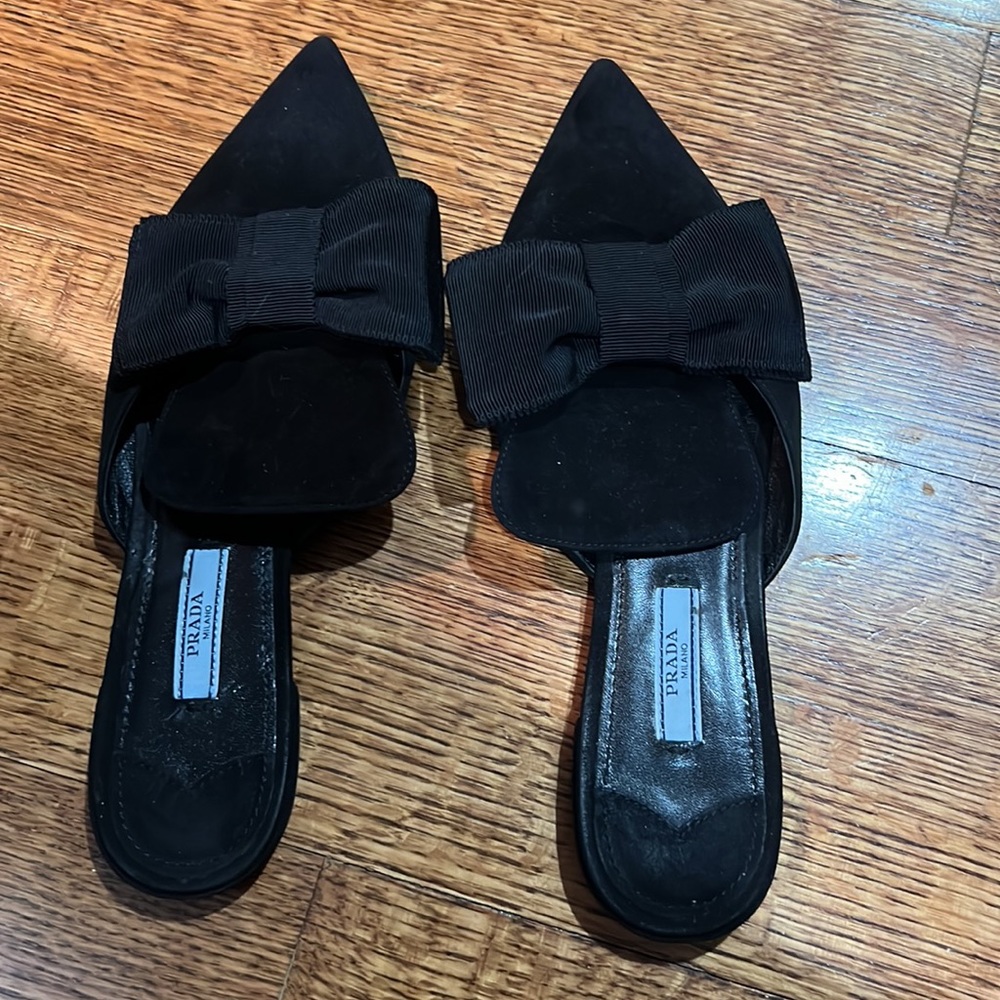Prada Velvet & Bow Point-Toe Mule Slides - image 4